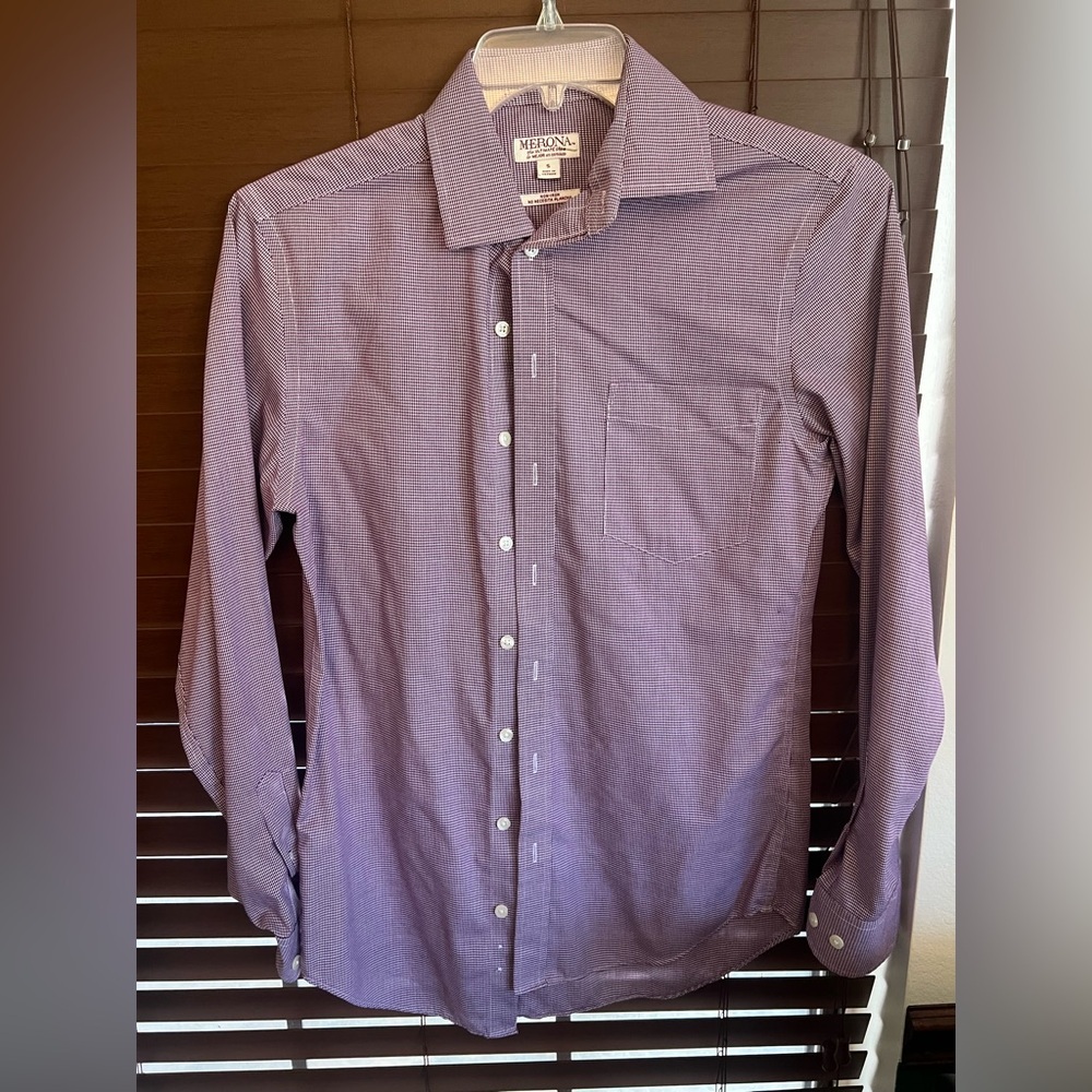 Merona Men's Casual Purple Button-Down Shirt - Picture 1 of 3
